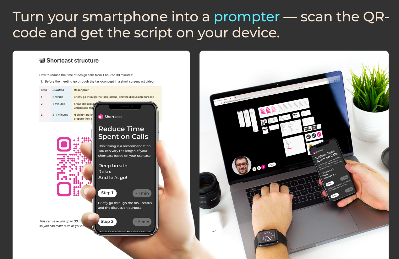 Shortcast.io - Brevi note video in Chrome con un suggerimento basato su smartphone media 7