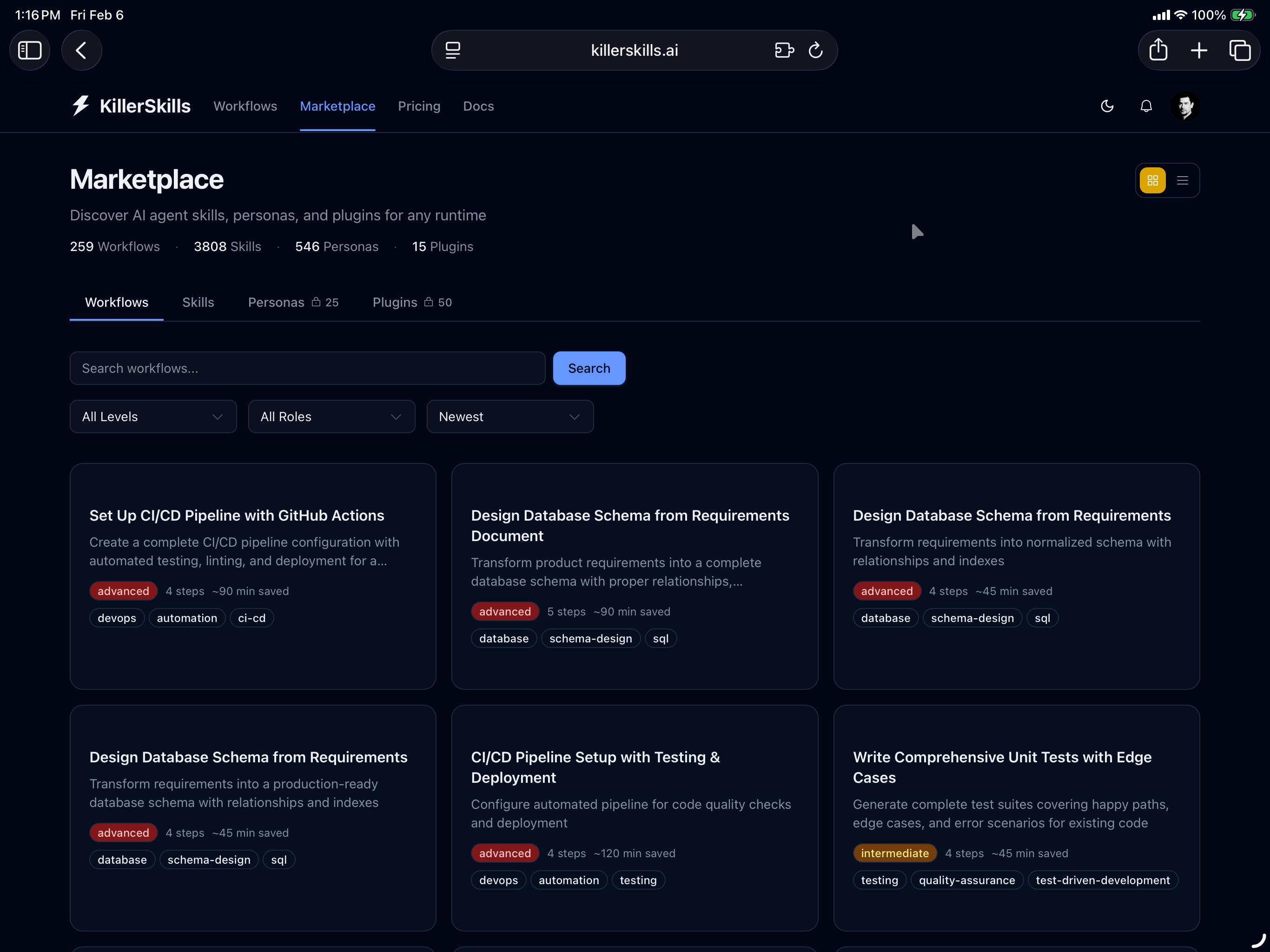 KillerSkills - Screenshot 5 showing product features and functionality