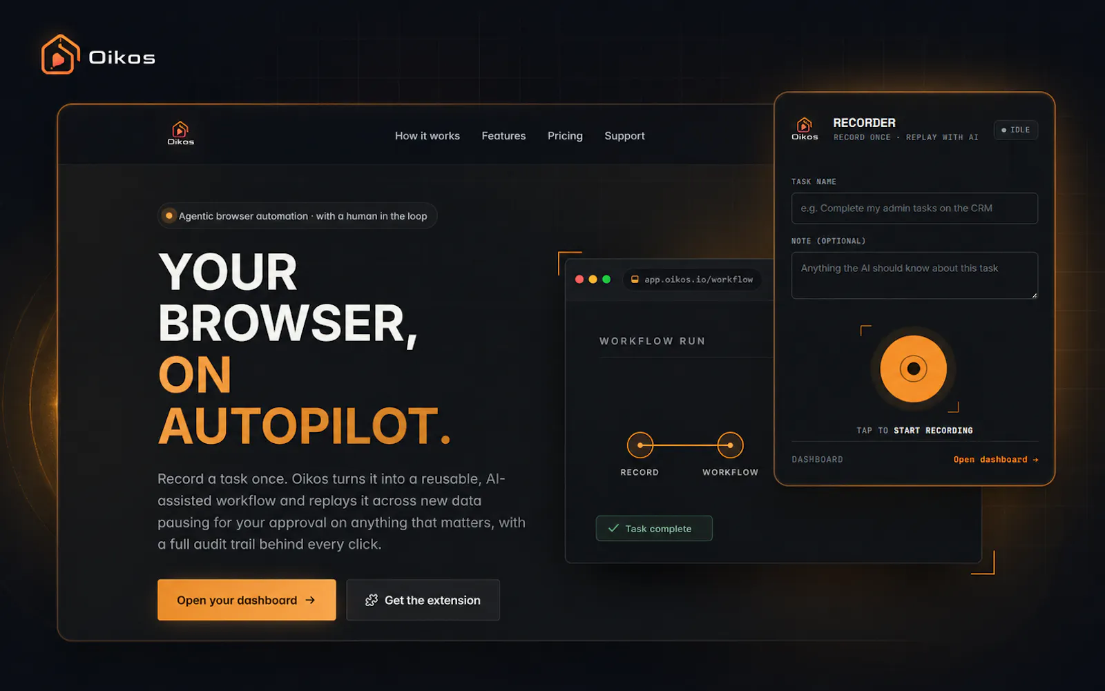 Oikos · Your browser, on autopilot screenshot 2