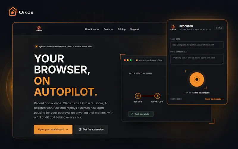 Oikos · Your browser, on autopilot screenshot 2