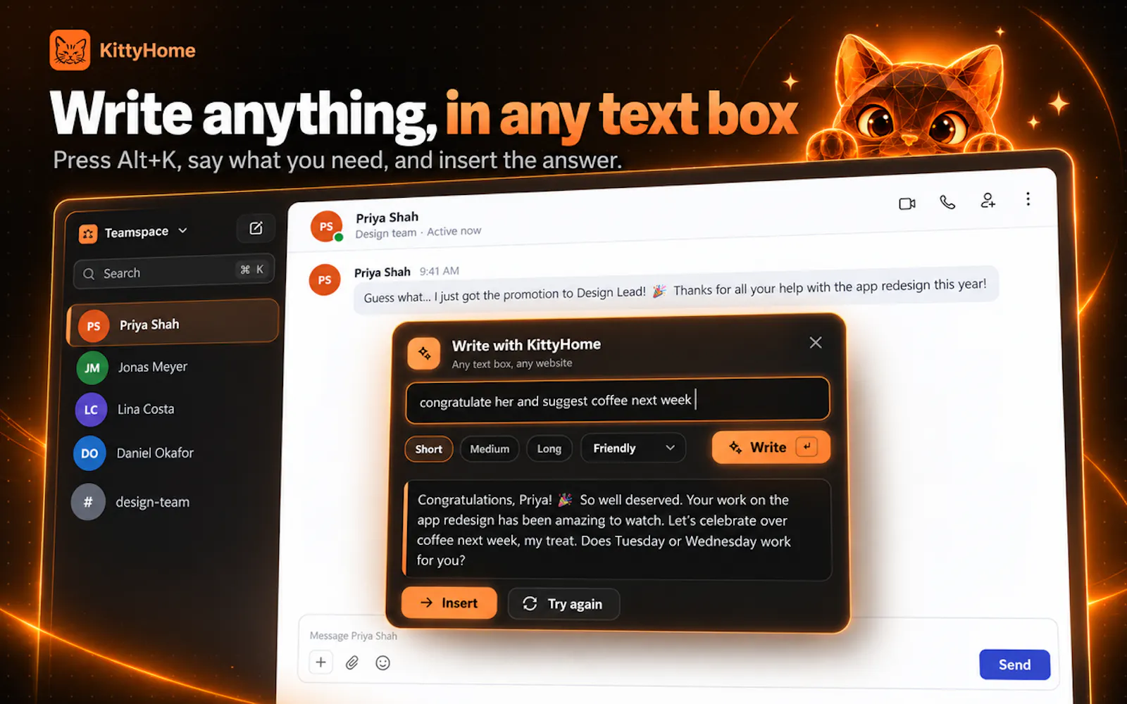 KittyHome AI Writing Assistant screenshot 3