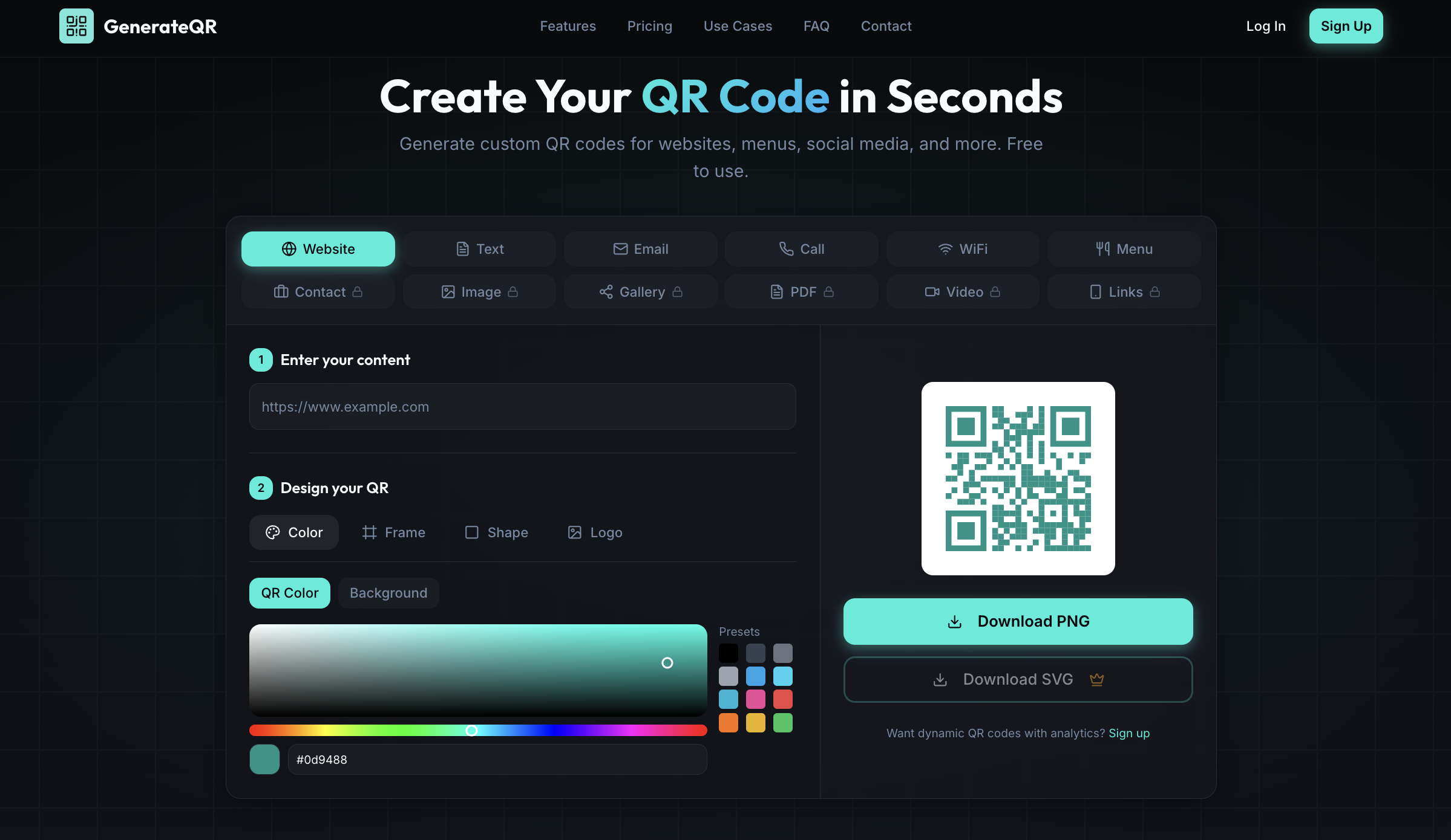 GenerateQR.eu - Main product screenshot demonstrating key features and user interface