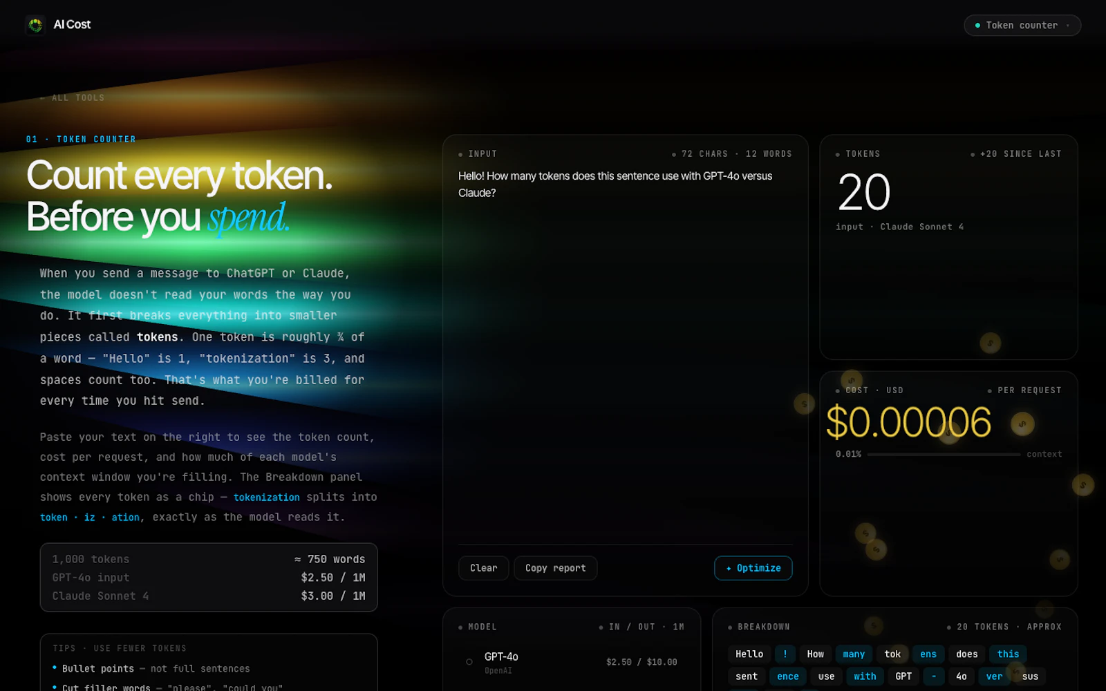 AI Cost —Token Counter & Cost Calculator screenshot 5