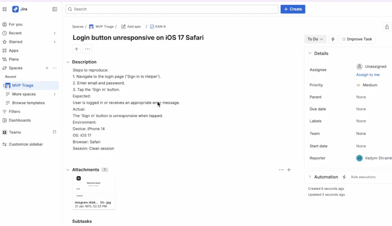 BotBridge — Telegram → Jira in 15 sec screenshot 3
