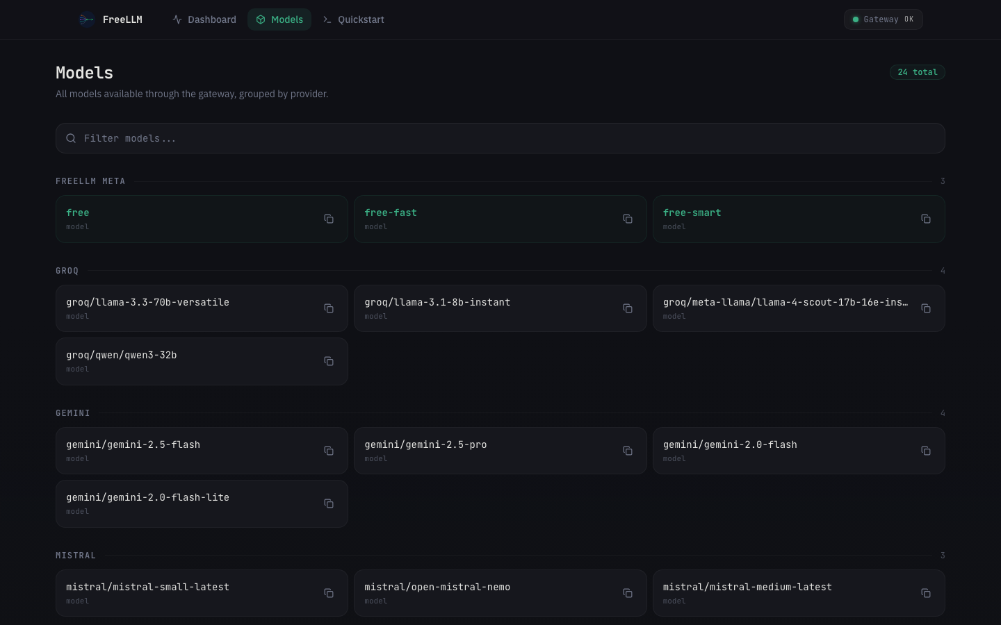 FreeLLM · free LLM tiers into 1 endpoint gallery image