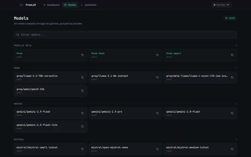 FreeLLM · free LLM tiers into 1 endpoint screenshot 2