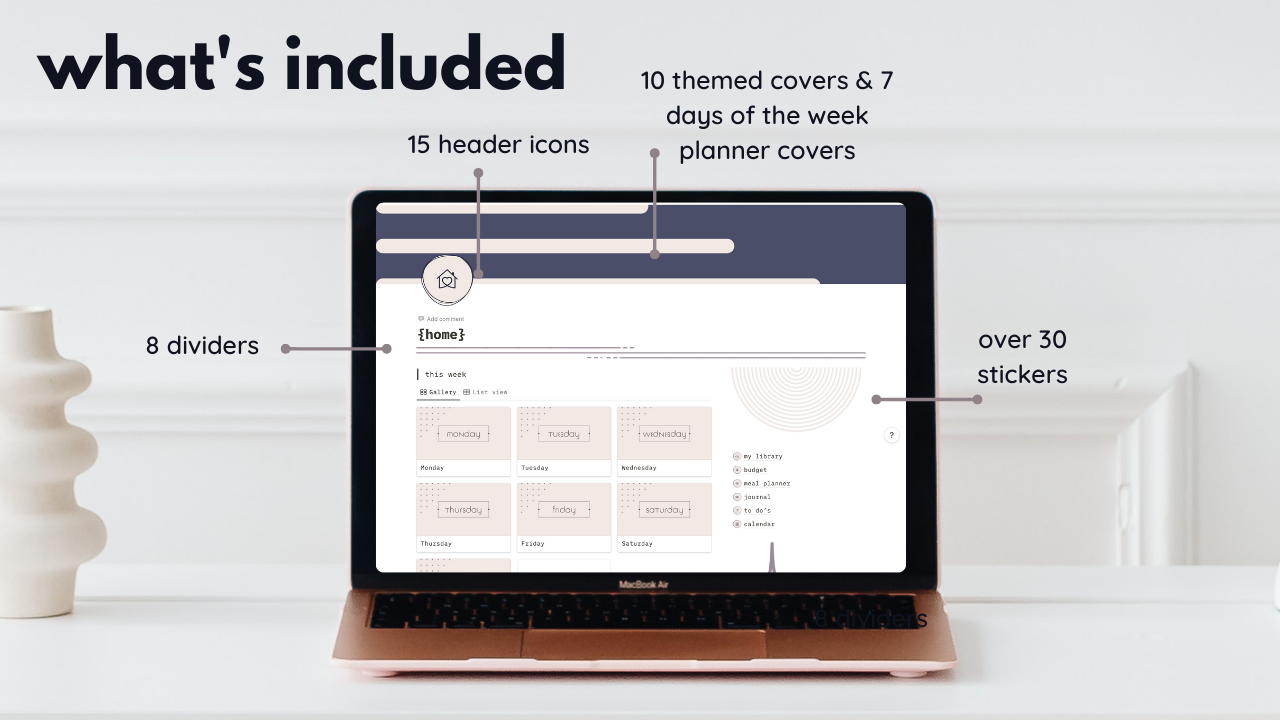 Mídia 2 de Pacote de personalização estética de noção - Pacote de personalização de noções com capas, divisores e adesivos