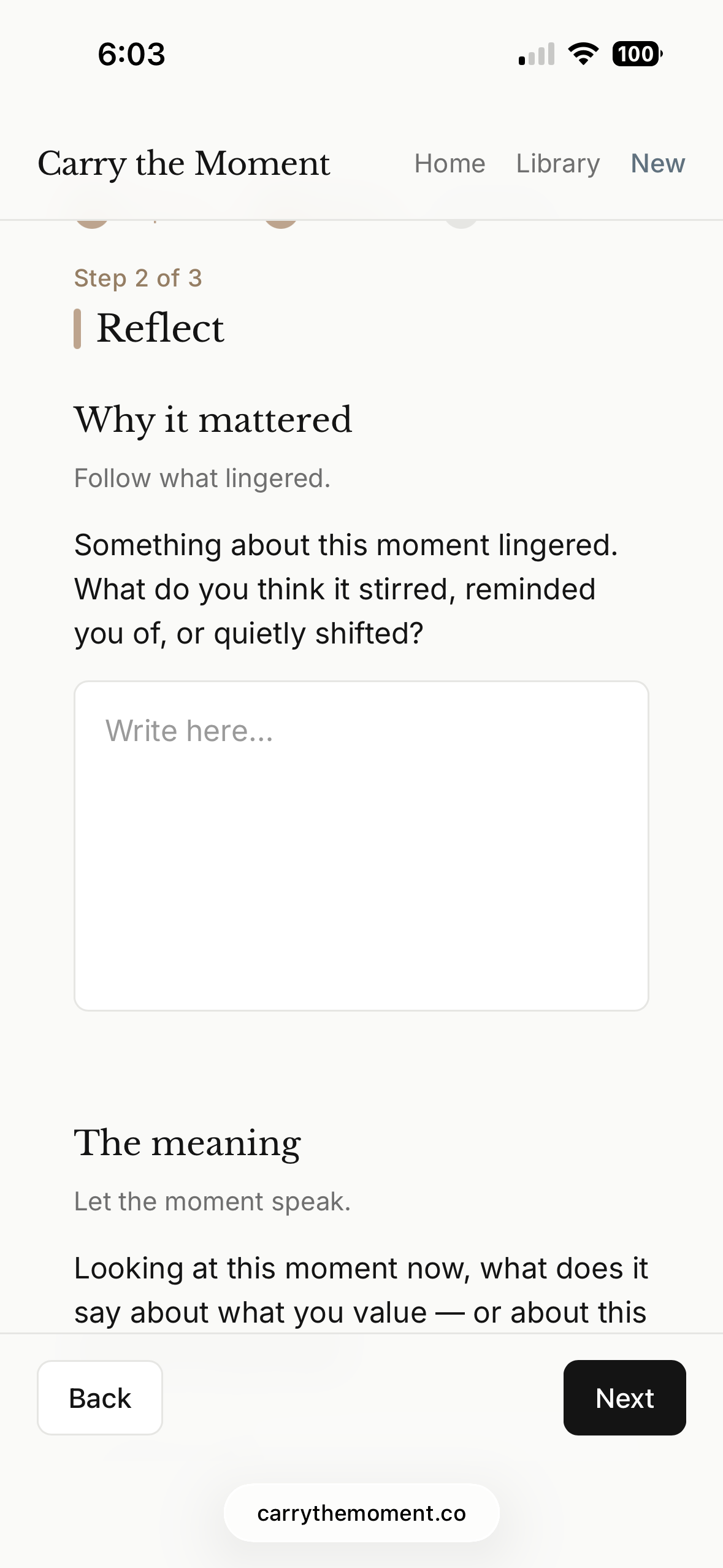 Carry the Moment - Screenshot 3 showing product features and functionality