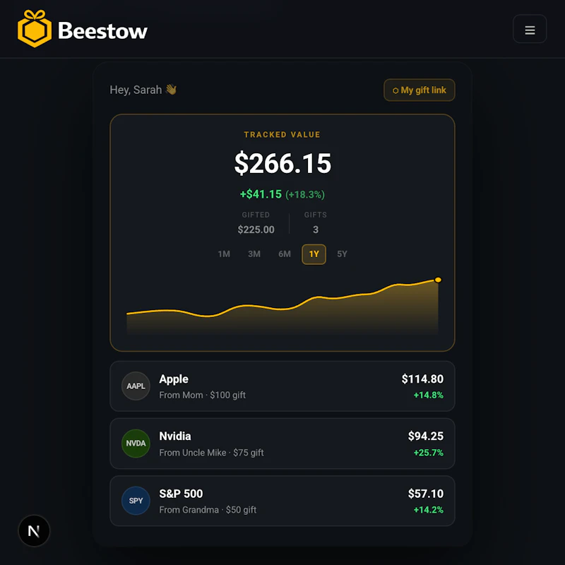 Beestow — Gift Stocks Instantly  screenshot 3