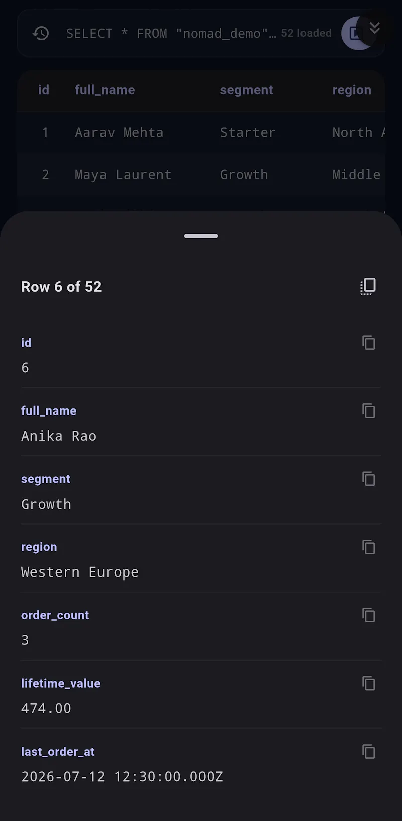 Nomad DB screenshot 2