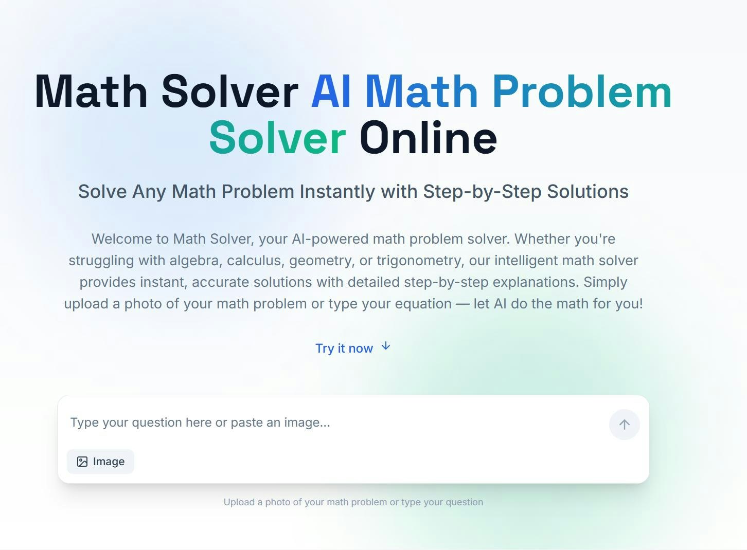 Math Solver - Main product screenshot demonstrating key features and user interface