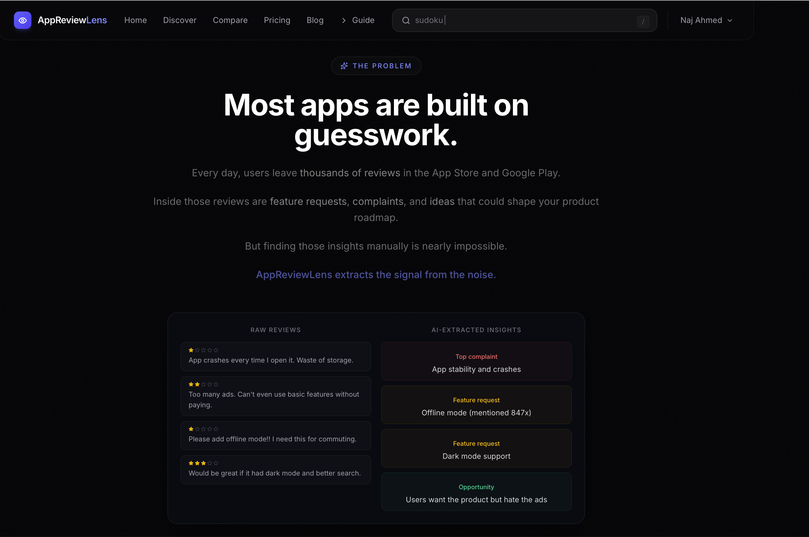 AppReviewLens - Screenshot 2 showing product features and functionality