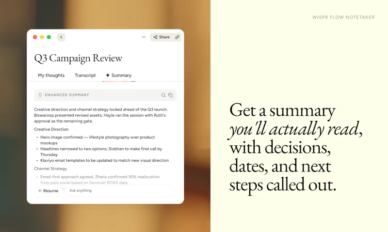 Wispr Flow Notetaker screenshot 7