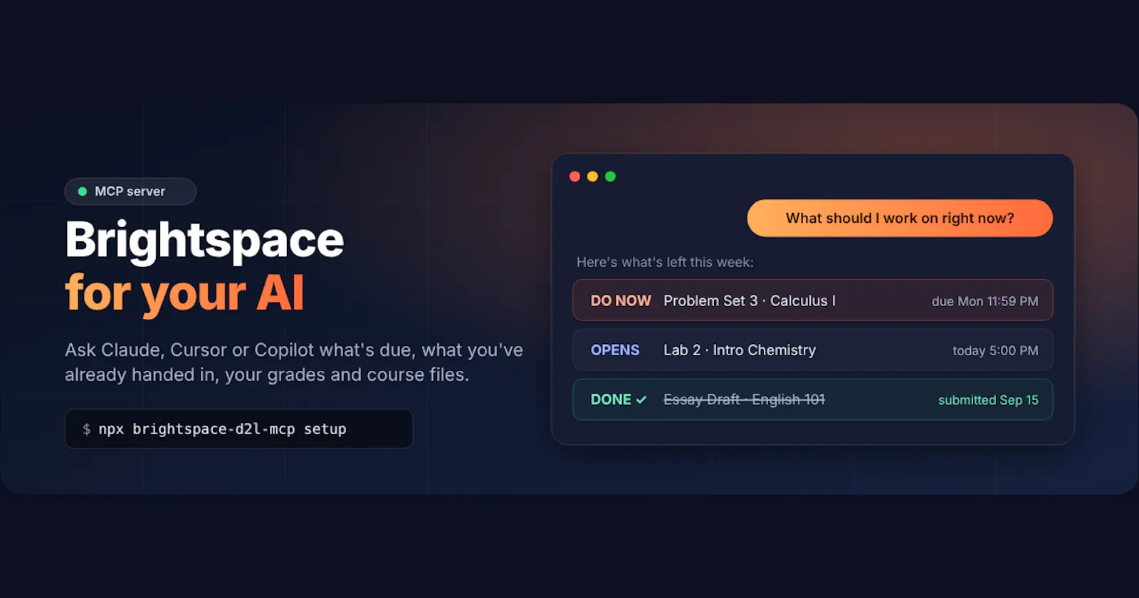 Brightspace D2L MCP Server screenshot 1