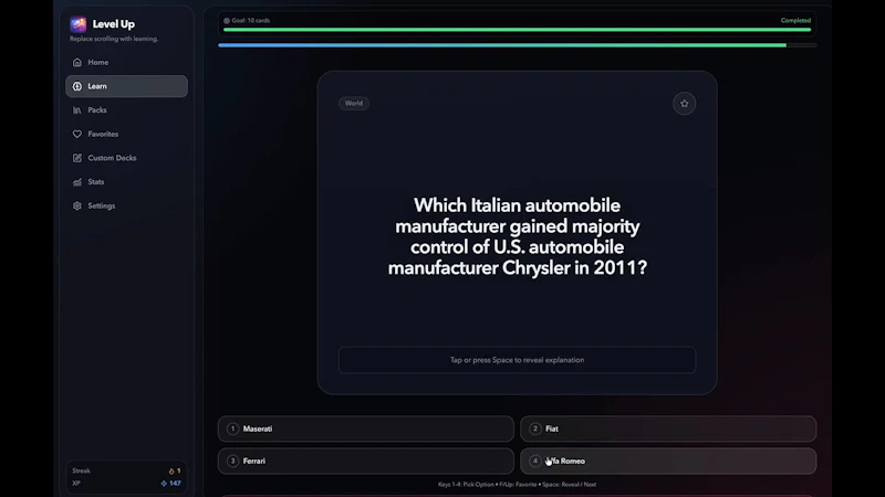 LevelUP screenshot 1 (video preview)