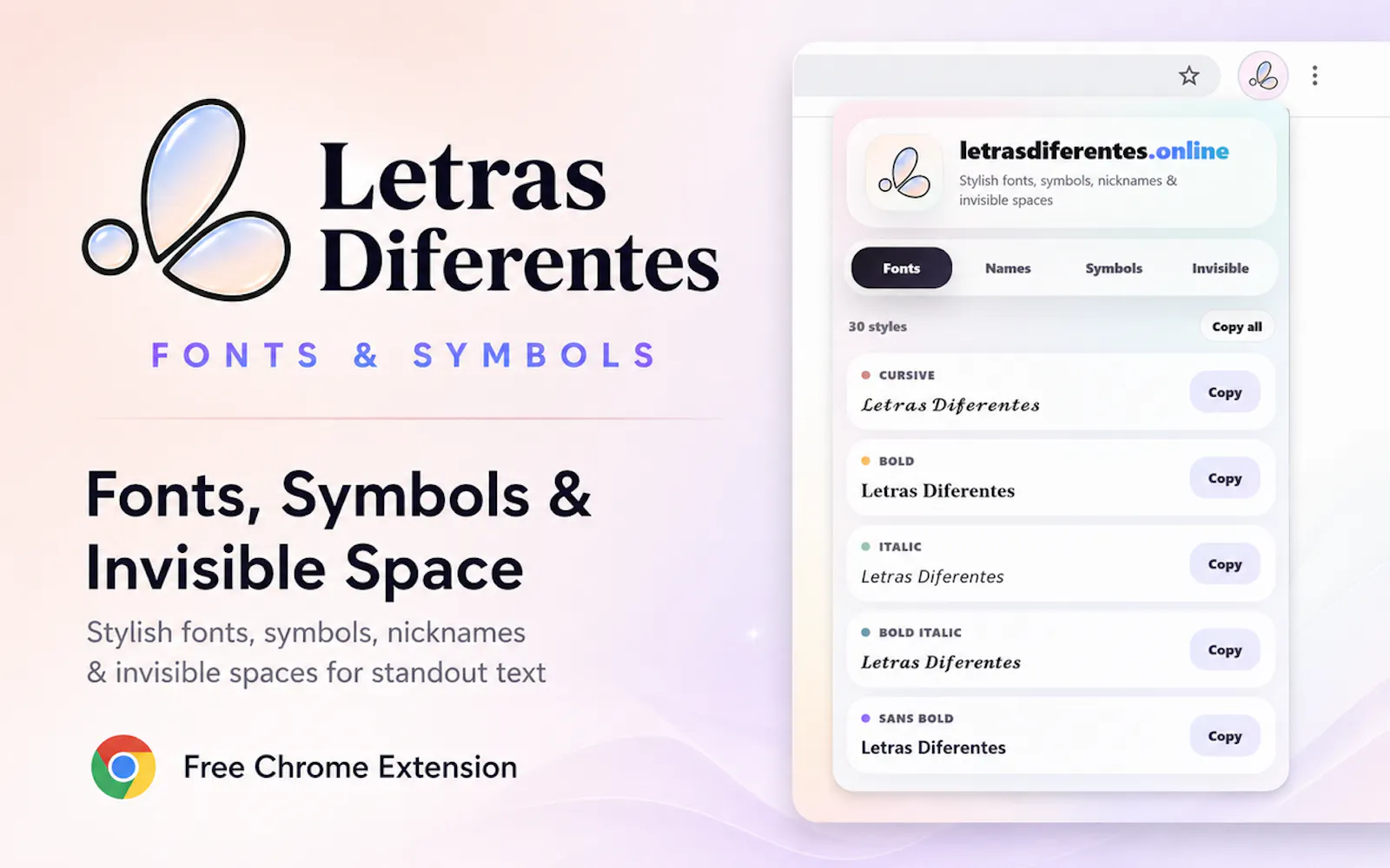 Stylish Fonts Generator-Chrome Extension screenshot 1