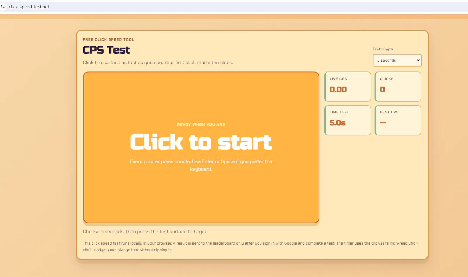 CPS Test screenshot 2