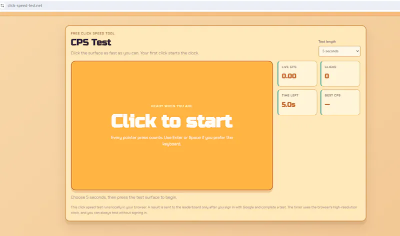 CPS Test screenshot 2