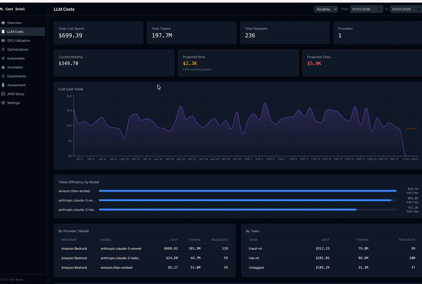 MLCostIntel screenshot 2