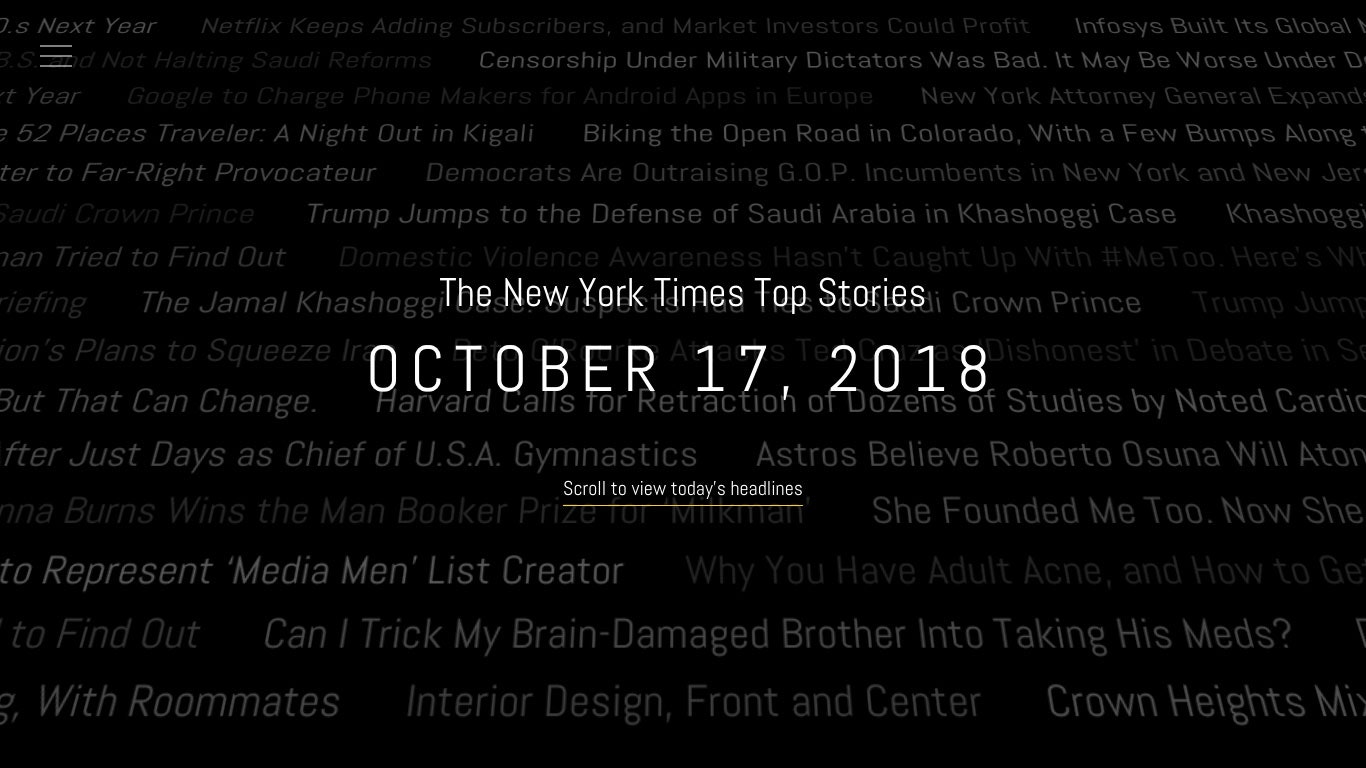 The New York Times Top Stories Top NYT stories presented in an