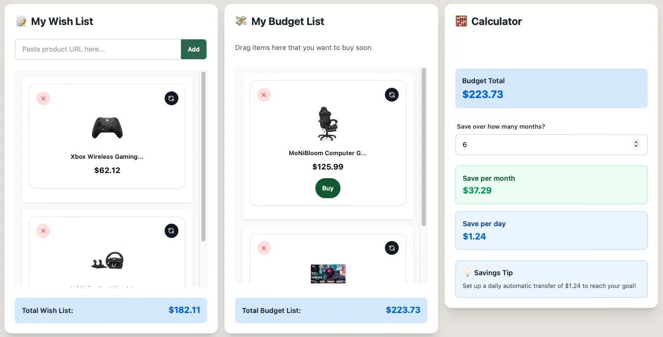 La mia lista di budget