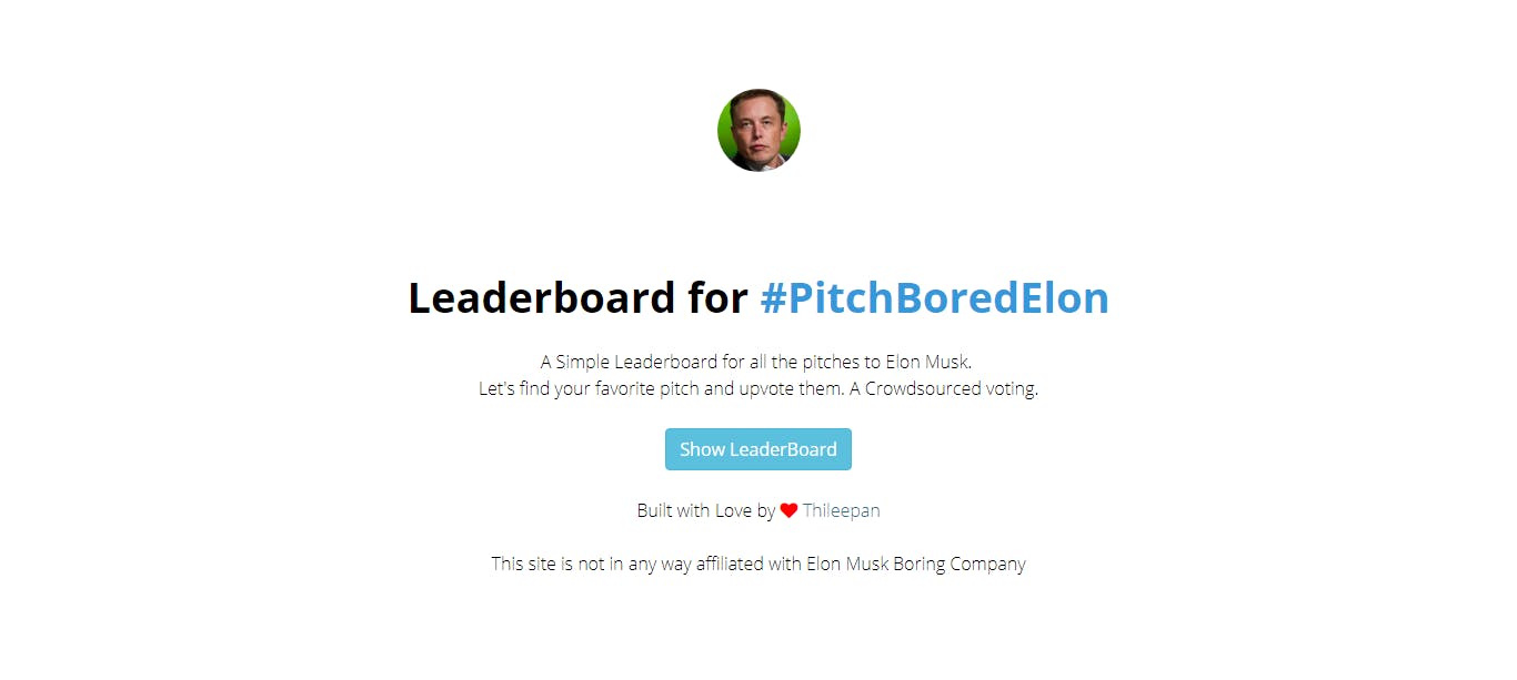 LeaderBoard for #PitchBoredElon media 3