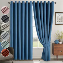 Blackout Linen Curtains, Eyelet Design gallery image