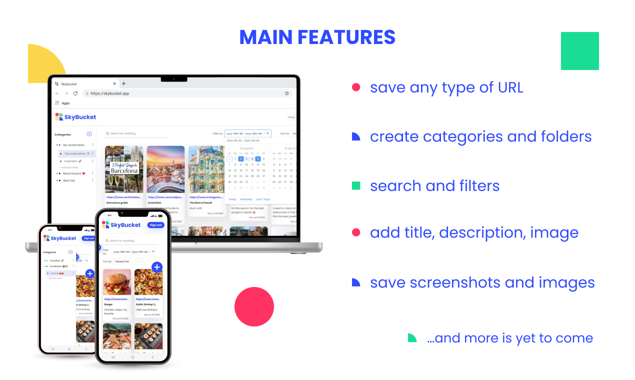 Skybucket - Сохраните и управляйте всеми своими закладками на одной доске медиа 5