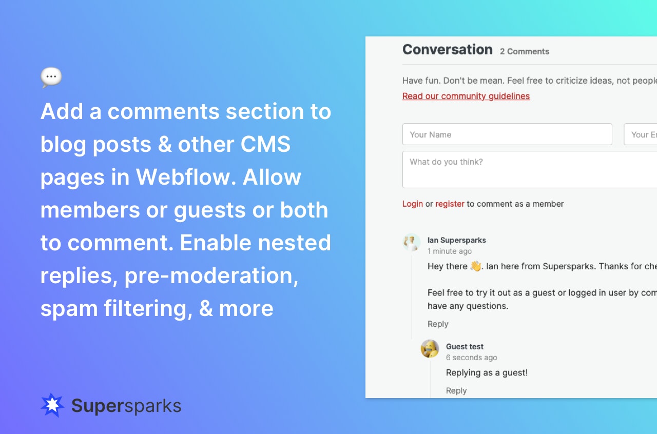 SupersParks: Webflow -Kommentar -Abschnitt App Medien 3