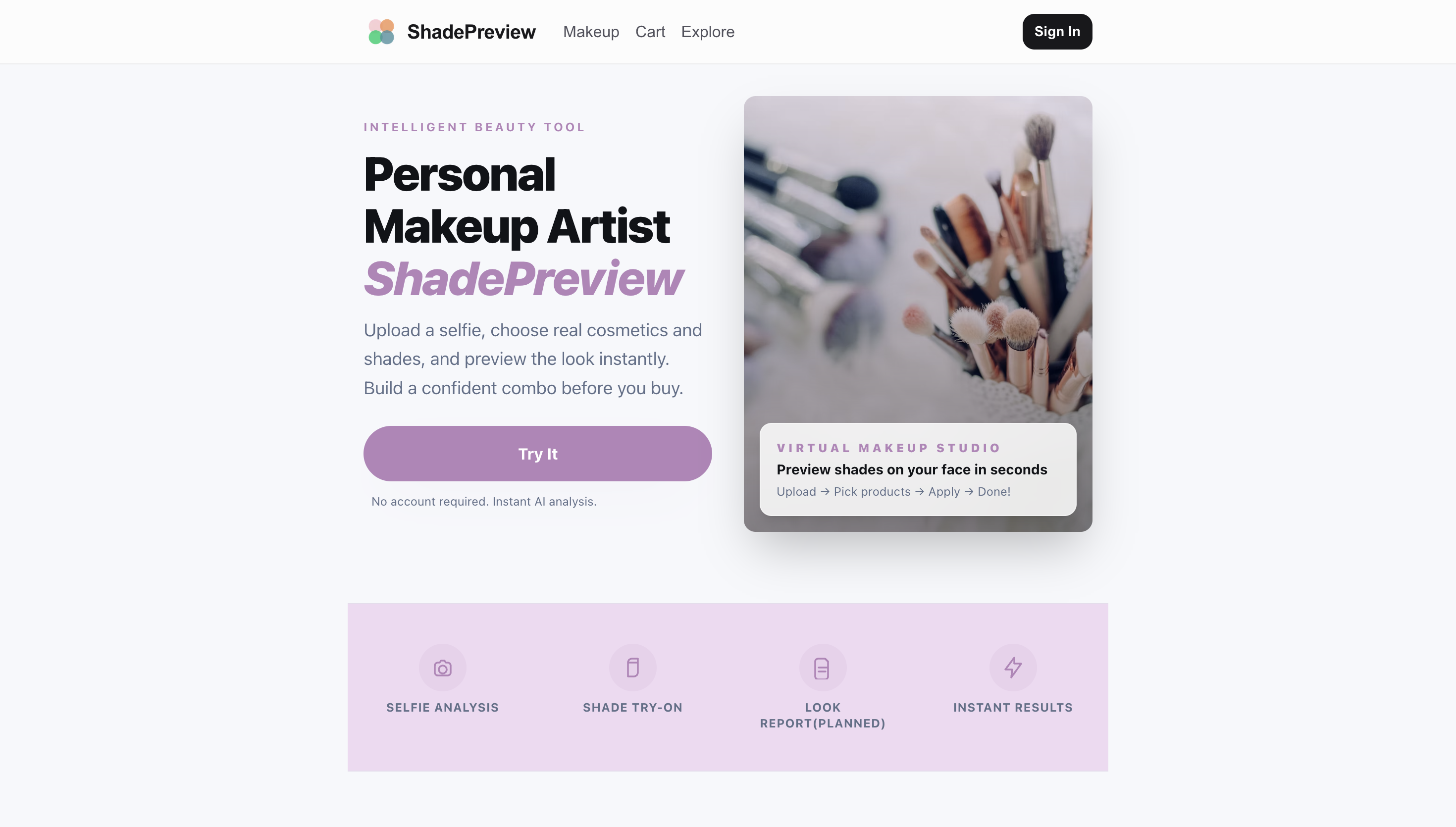 ShadePreview - Main product screenshot demonstrating key features and user interface