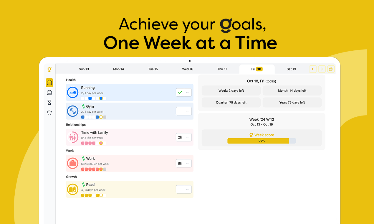 startuptile My Good Week-Track goals and habits automatically with Google Calendar