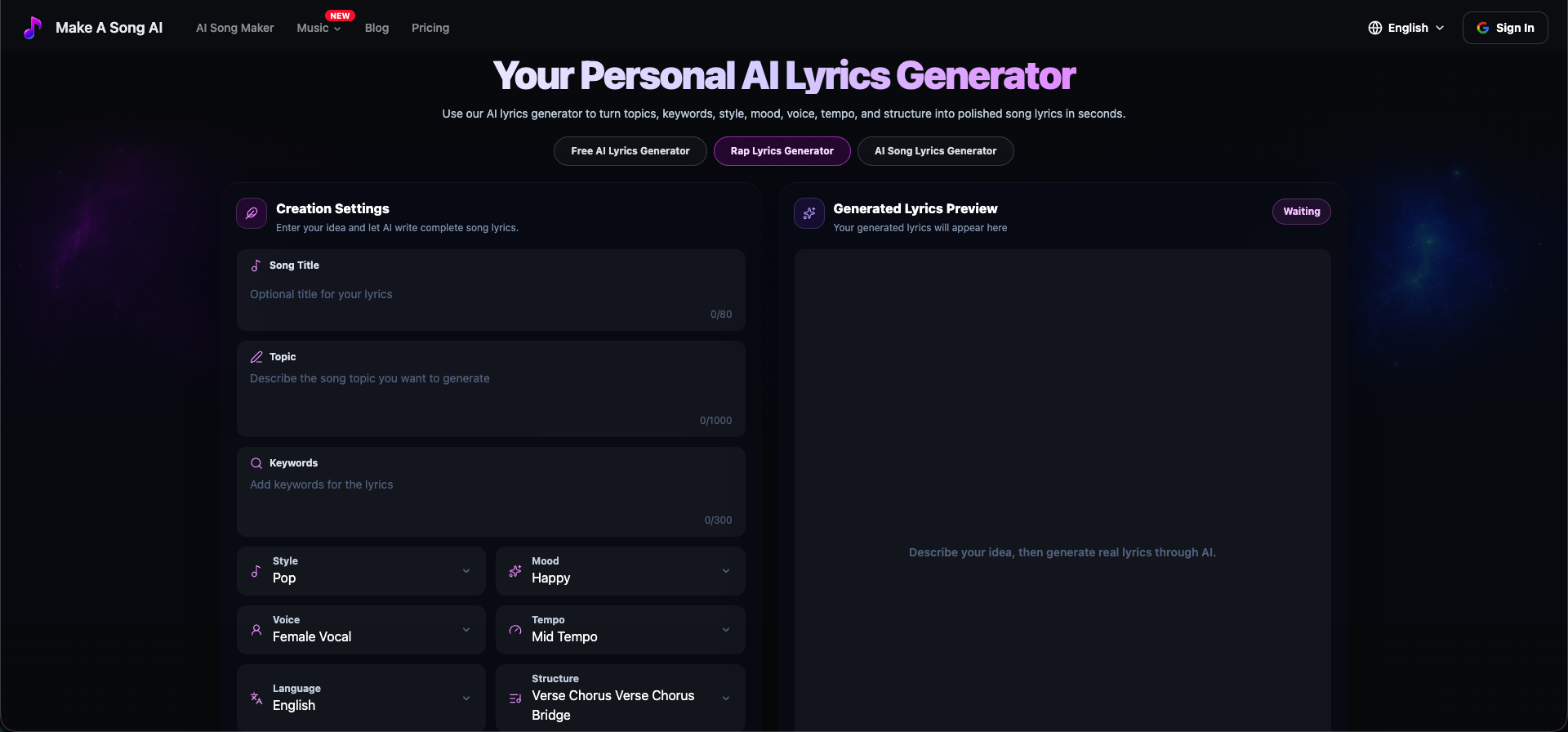 Make A Song AI gallery image