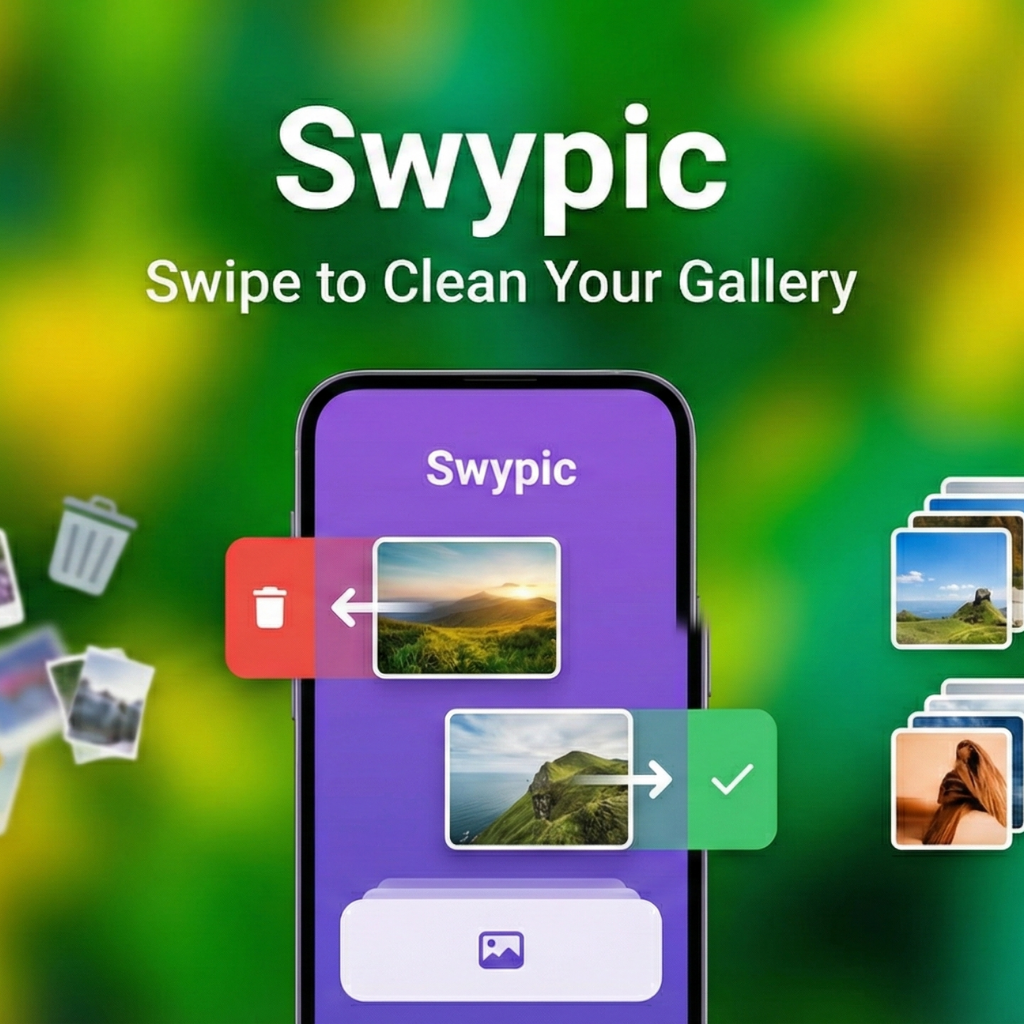 Photo Cleaner: Swypic - Product Hunt launch logo and brand identity