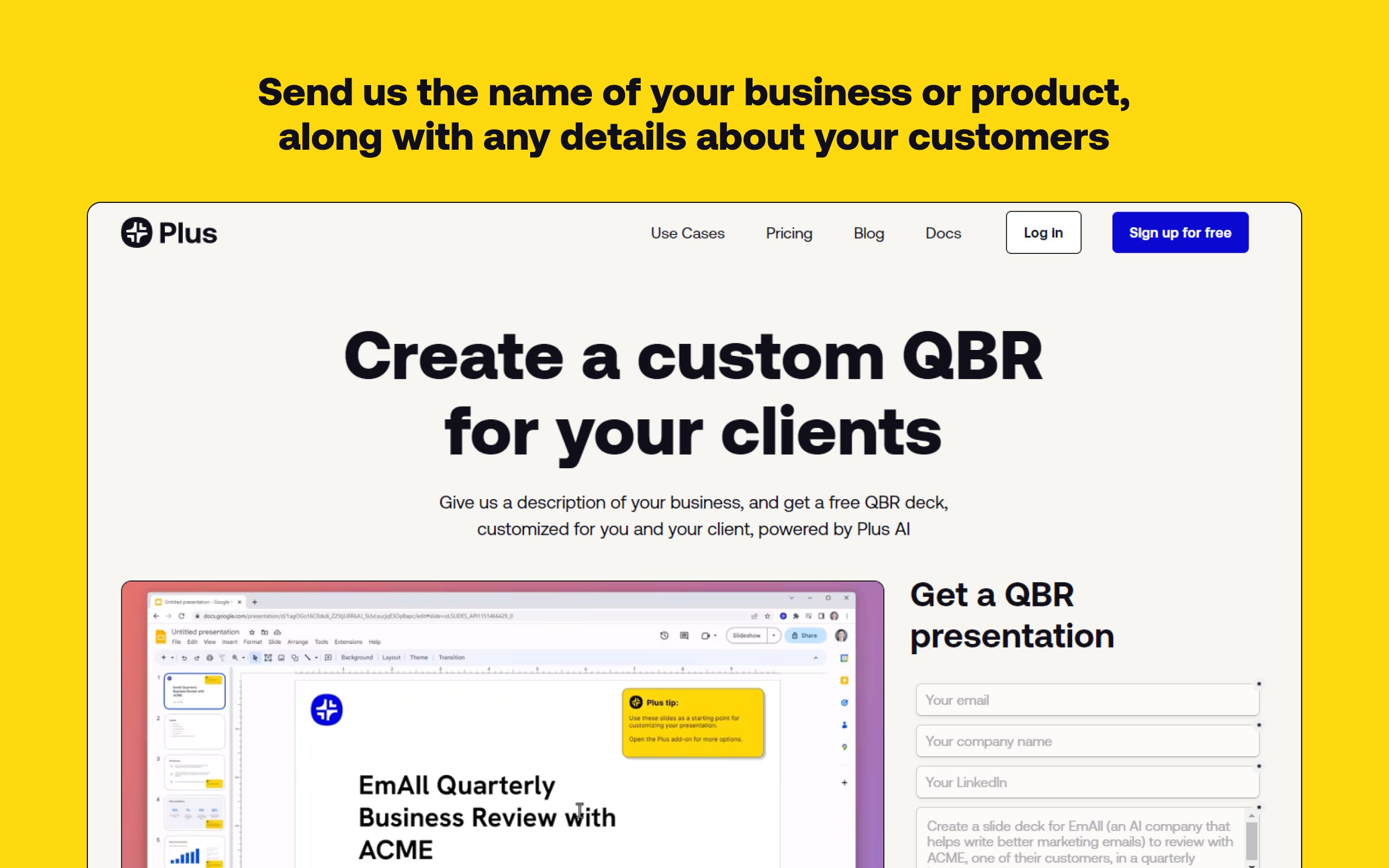 Plus AI QBRs and Sales Decks Product Information, Latest Updates, and