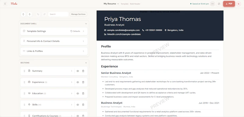 Mobu Resume screenshot 3