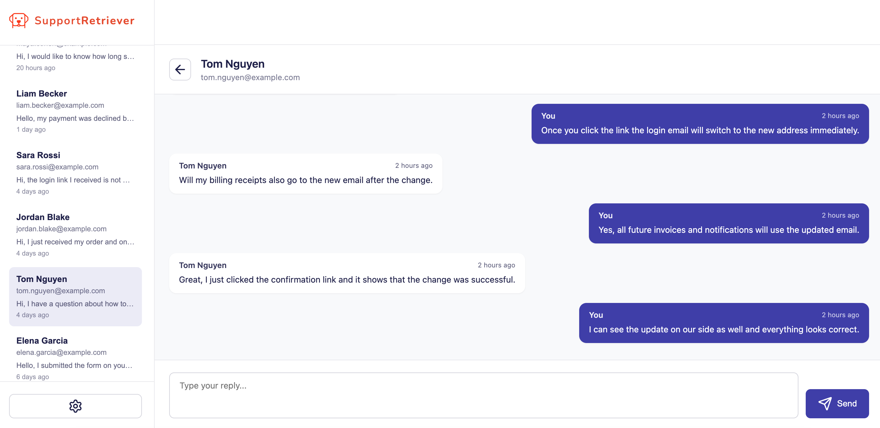 SupportRetriever - Main product screenshot demonstrating key features and user interface