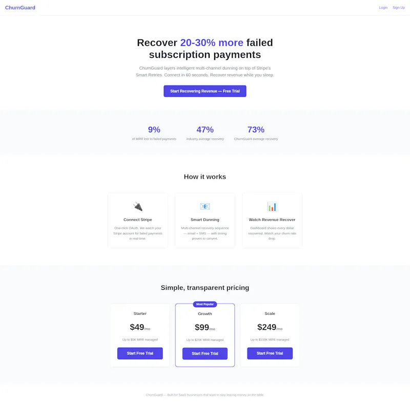 ChurnGuard Recover Failed Subs Payments screenshot 1