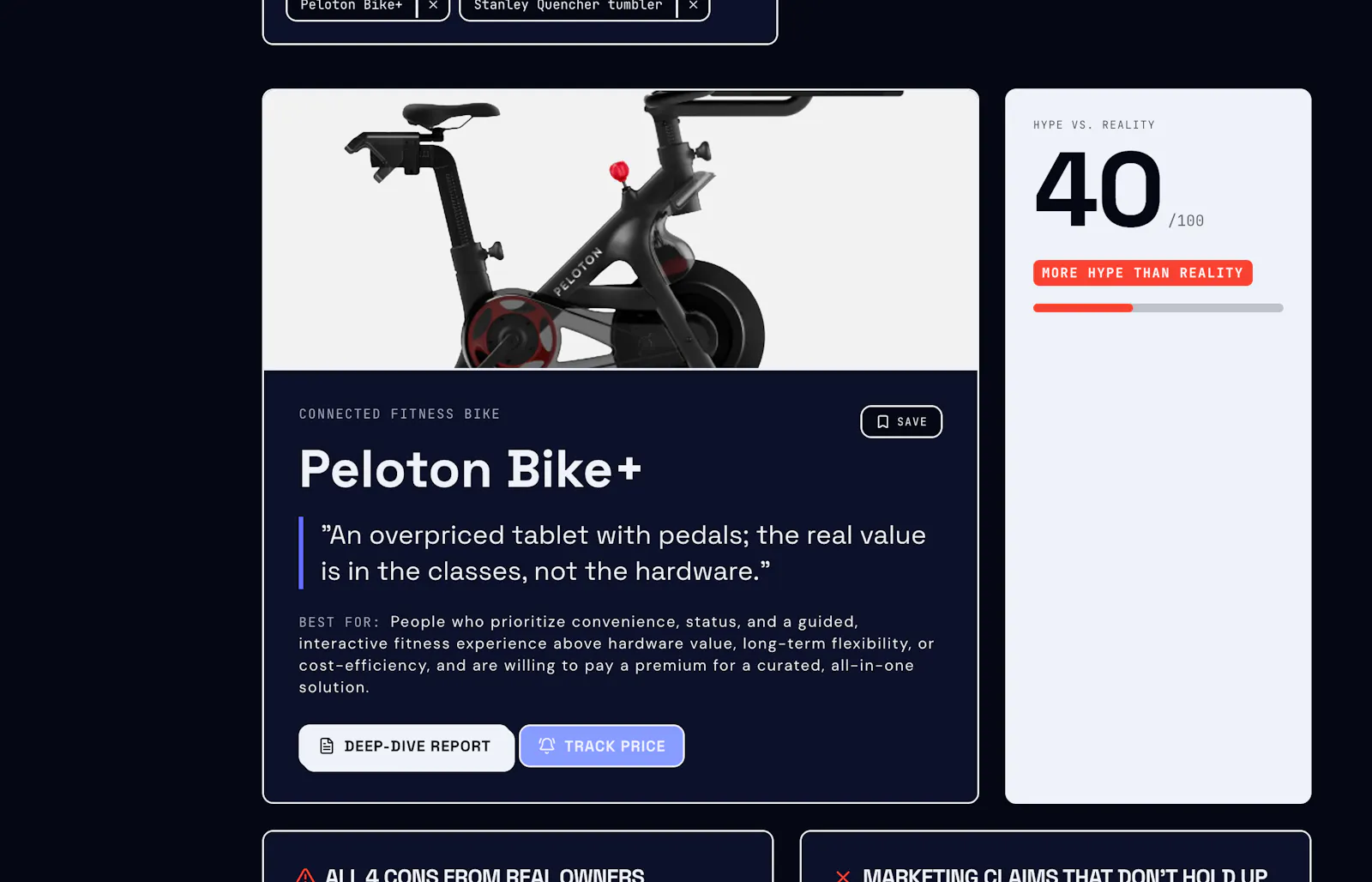 upspun — honest product search screenshot 2