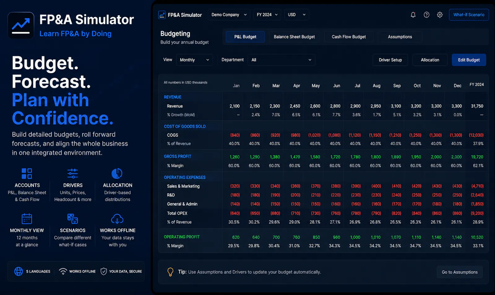 FP&A Simulator screenshot 3