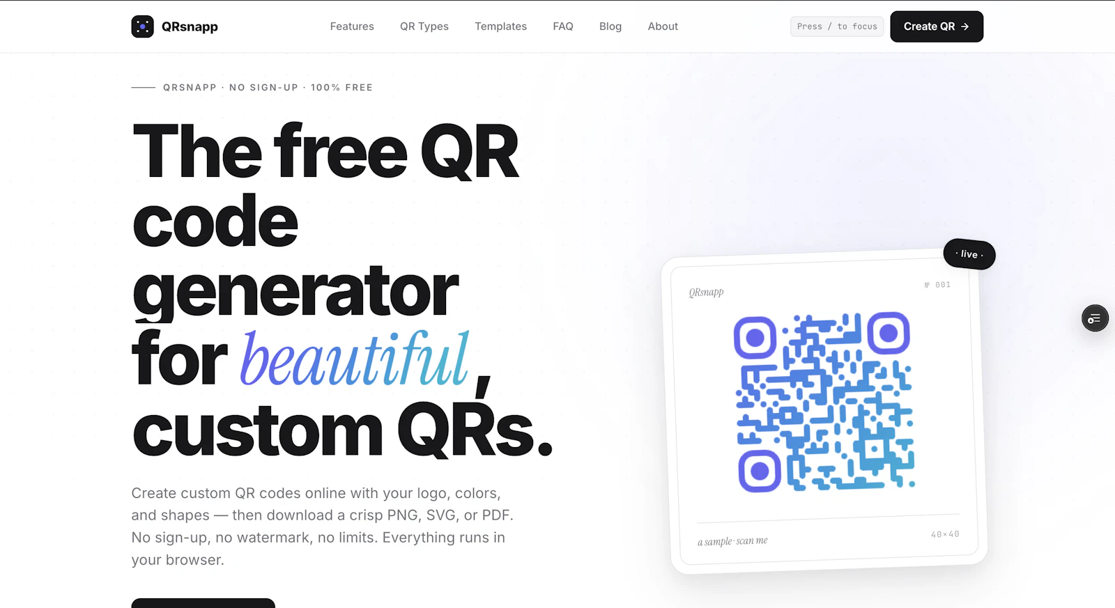 QRsnapp screenshot 1