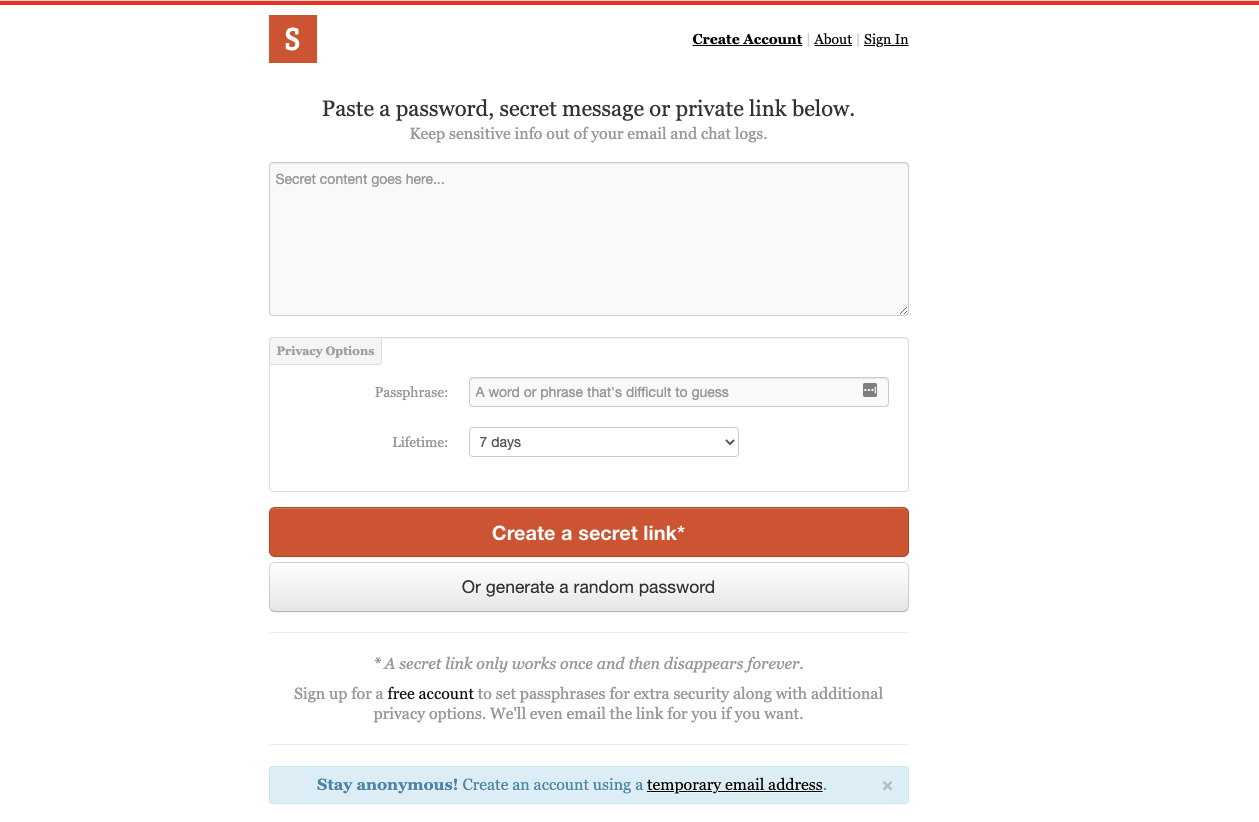 One Time Secret gallery image