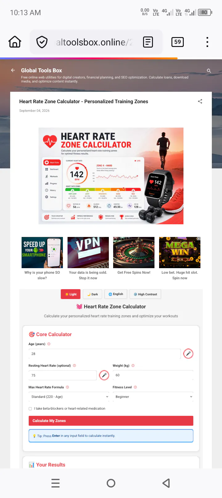 Heart Rate Zone Calculator Pro screenshot