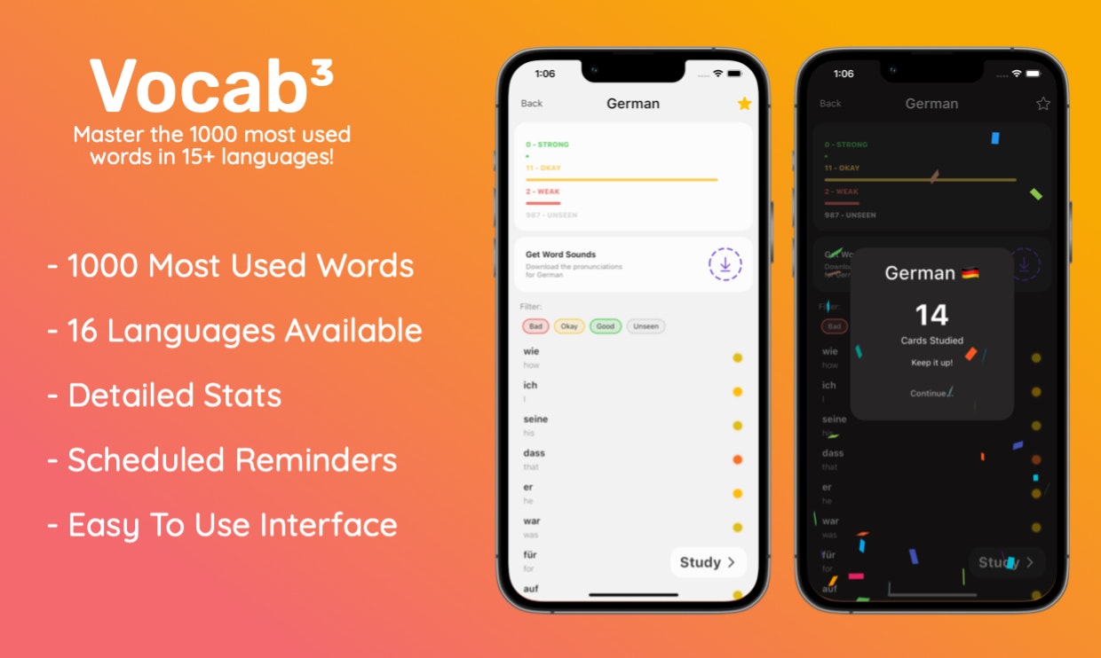 وسائط vocabcubed - تعلم 1000 الكلمات الأكثر استخدامًا - بطاقات وميض اللغة 2