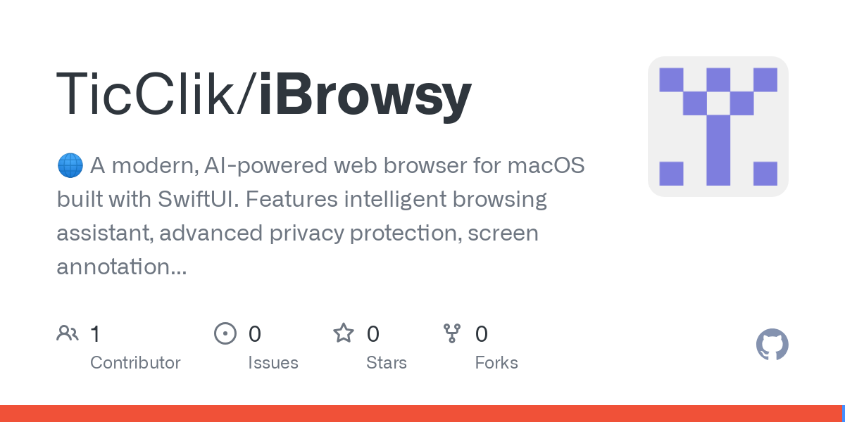 startuptile iBrowsy-AI-powered macOS open source browser with Ai built in.