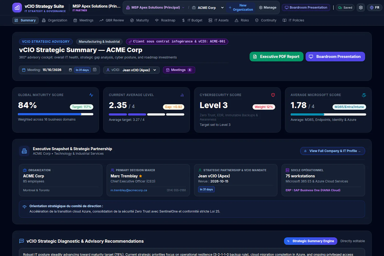 vCIO Strategy Suite screenshot 1