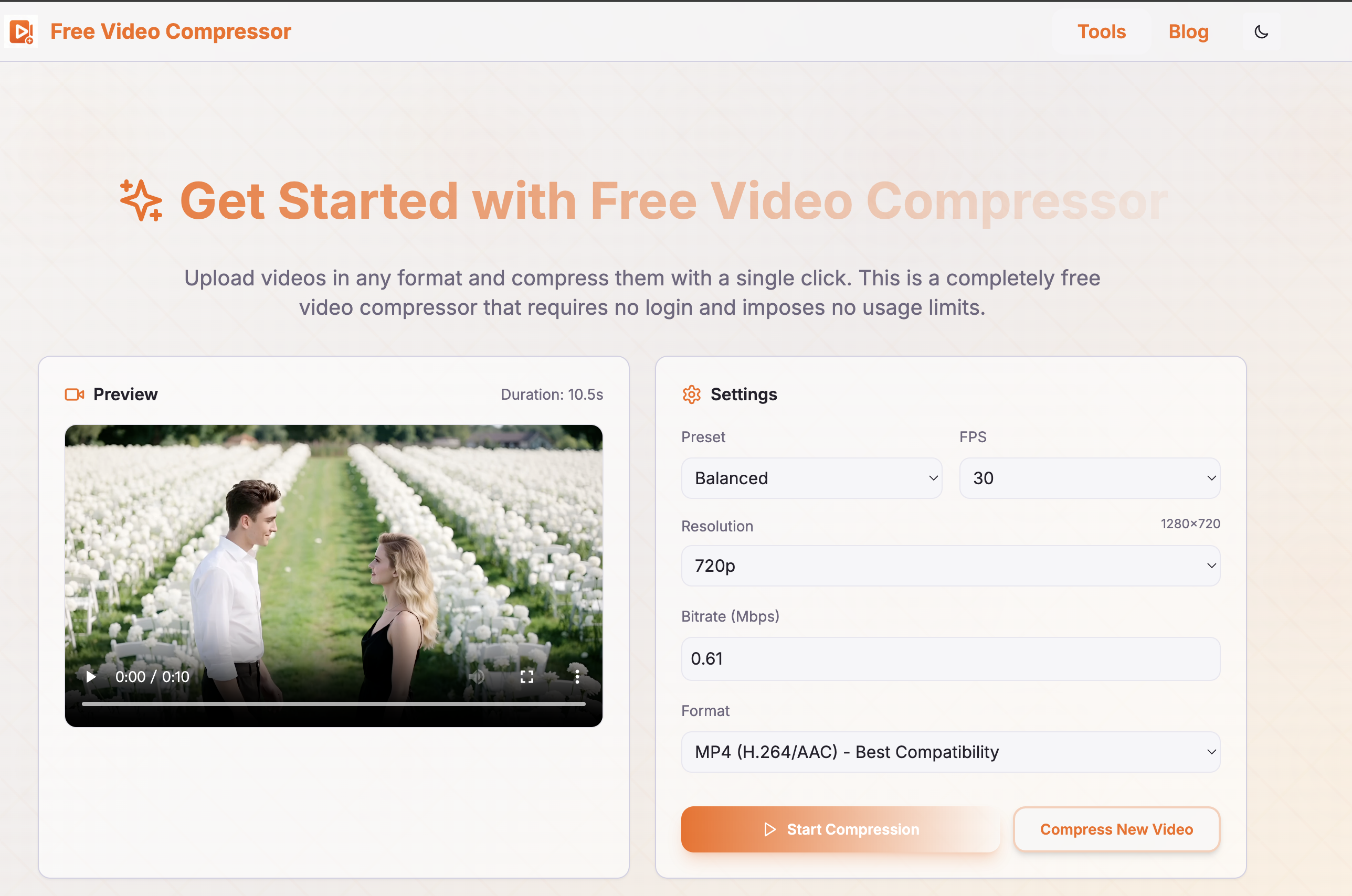 Free Video Compressor - Screenshot 2 showing product features and functionality