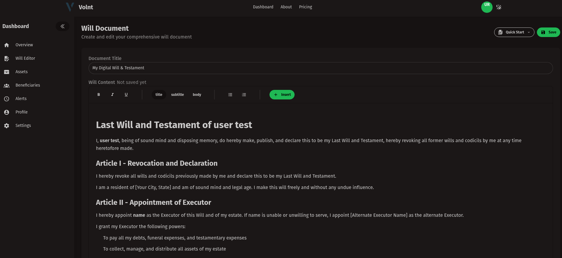 Volnt - AI Will/Testament creator media 3
