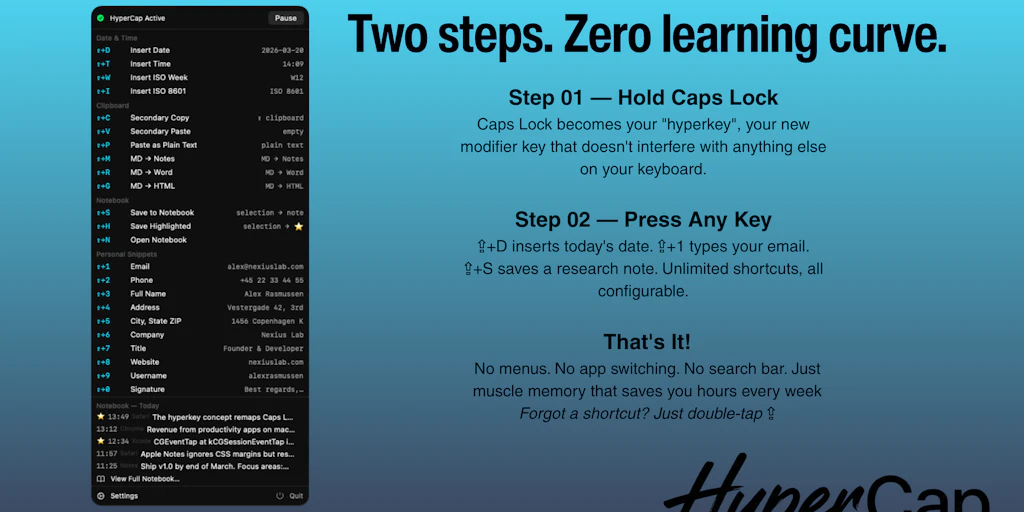 HyperCap:將 Caps Lock 重新映射為超級鍵,奪回你的鍵盤主控權