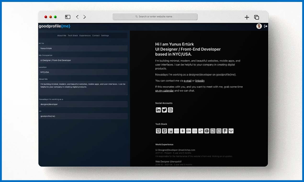 goodprofile {me} - Простой личный создатель сайта медиа 2