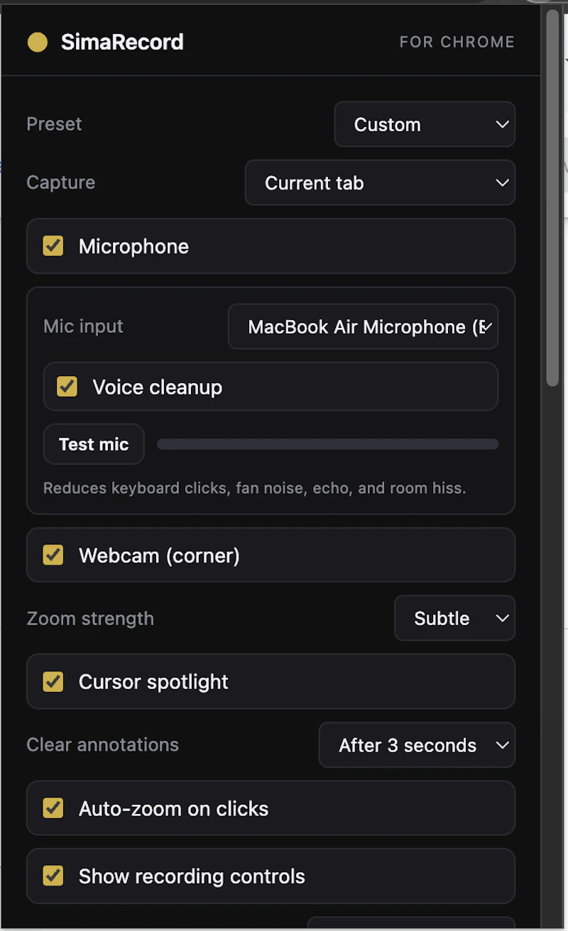SimaRecord for Chrome screenshot 5